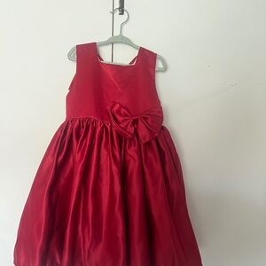 Scoop Neck Flower Girls’ Dress Red Wine - Size 5